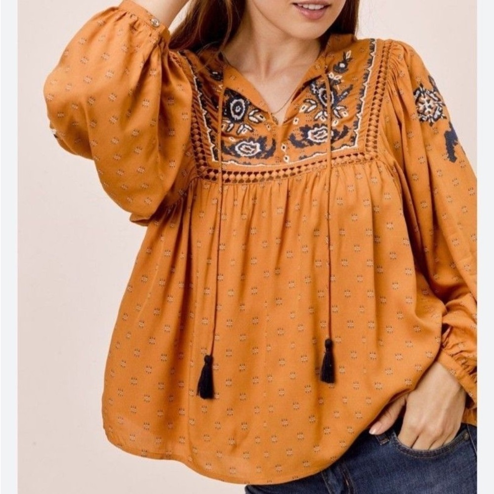 New Zara TRF Collection Embroidered Top | Size M